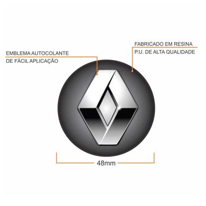 Imagem de Jogo Calota Aro 15 Sandero Logan 2015 2016 Renault + Emblema Resinado + Tampa Ventil Cromada