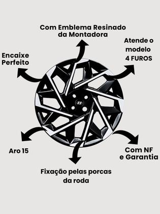 Imagem de Jogo Calota Esportiva Com Emblema Creta Aro 15 2017 2018 2019 2021 2022 2023 2024 4 Pçs Pronta Entrega