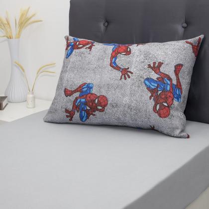 Imagem de Jogo Cama 100% Algodão Homem Aranha Com Elástico Malha 2 Pçs