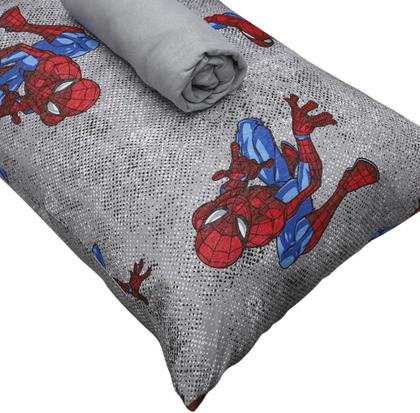 Imagem de Jogo Cama 100% Algodão Homem Aranha Com Elástico Malha 2 Pçs