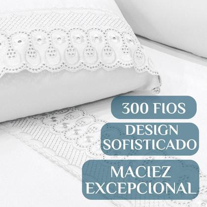 Imagem de Jogo Cama Box Queen Size Lily 300 Fios Bordado Inglês Extra Macio