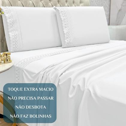 Imagem de Jogo Cama Box Queen Size Lily 300 Fios Bordado Inglês Extra Macio