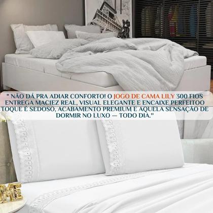 Imagem de Jogo Cama Box Queen Size Lily 300 Fios Bordado Inglês Extra Macio
