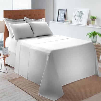 Imagem de Jogo Cama Queen Size Algodão 130 Fios Liso Conforto Macio