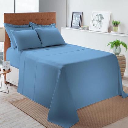 Imagem de Jogo Cama Queen Size Algodão 130 Fios Liso Conforto Macio