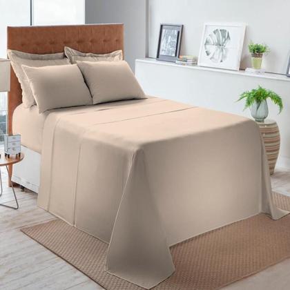 Imagem de Jogo Cama Queen Size Algodão 130 Fios Liso Conforto Macio