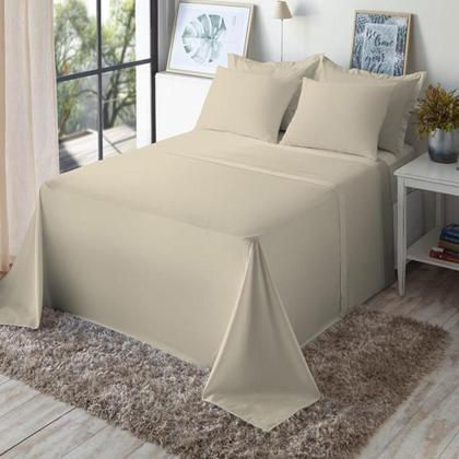 Imagem de Jogo Cama Queen Size Algodão 130 Fios Liso Conforto Macio
