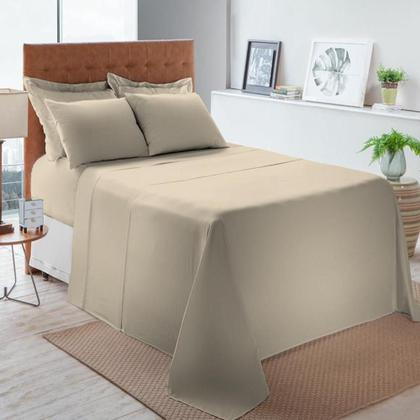 Imagem de Jogo Cama Queen Size Algodão 130 Fios Liso Conforto Macio