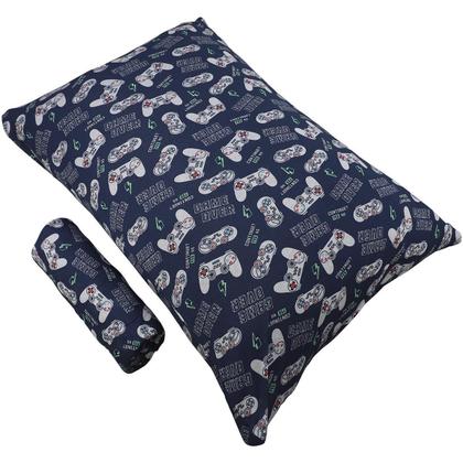 Imagem de Jogo Cama Solteiro Portallar Malha Misto Estampado Game Blue