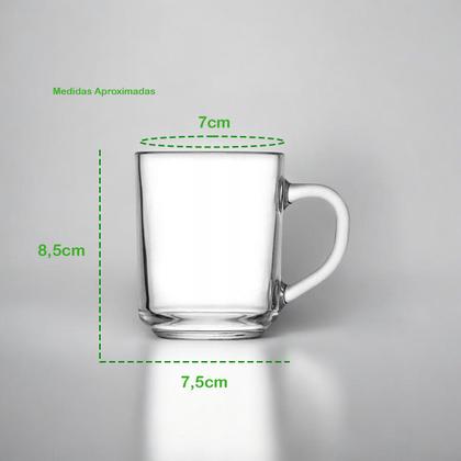 Imagem de Jogo Canecas 3 Peças Xícaras Café Elegante 250ml Transparente De Vidro Lisa Para Coffee Expresso