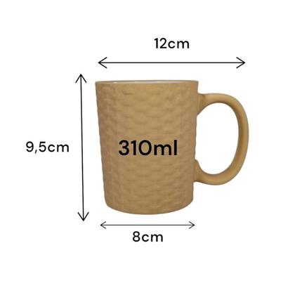 Imagem de Jogo Canecas Porcelana Desenho Rattan Café Da Manhã 6 Peças