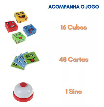 Imagem de Jogo Cara Careta Brinquedo Educativo Cubos Carta Tabuleiro 