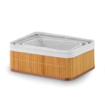 Imagem de Jogo Cestos Organizadores Bambu 3 Peças Pequena Média Grande - Mimo Style