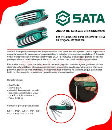 Imagem de Jogo Chave Allen  5/64 a 1/4 Canivete 09pc St09122sj Sata