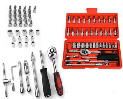 Imagem de Jogo Chave Allen De Aço Catraca Soquete 1/4 C/maleta Cr-v