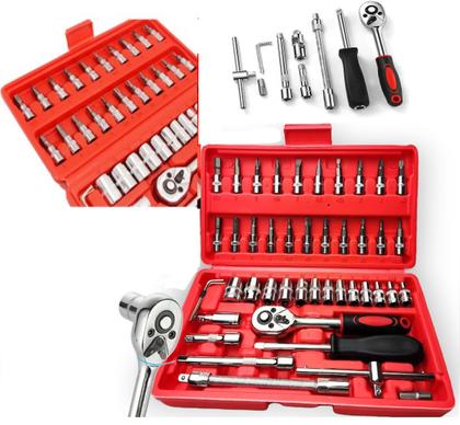 Imagem de Jogo Chave Allen De Aço Catraca Soquete 1/4 C/maleta Cr-v