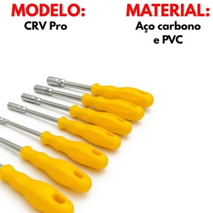 Imagem de Jogo Chave Canhão C/ 7 Peças Crv Pro Em Aço Carbono E Pvc Fertak