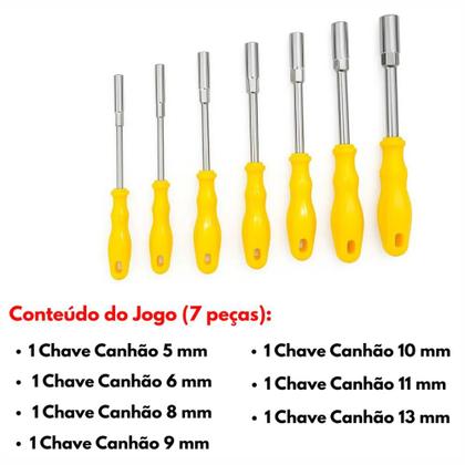 Imagem de Jogo Chave Canhão C/ 7 Peças Crv Pro Em Aço Carbono E Pvc Fertak