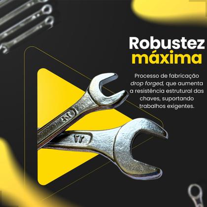 Imagem de Jogo Chave Combinada 10 Peças 6 A 17mm De Aço Fixa Estrela Peças Kit Ferramentas Profissional Boca Catraca Completo