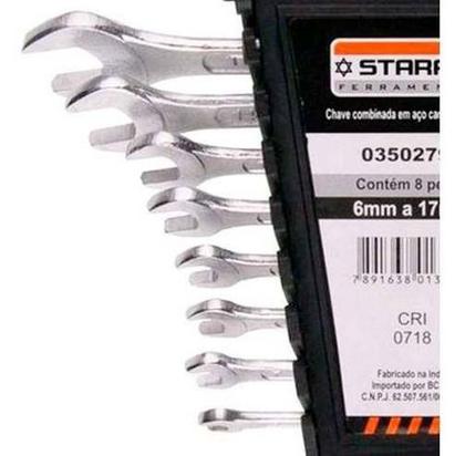 Imagem de Jogo Chave Combinada 8 Peças 6 A 17 Chave De Boca Estrela