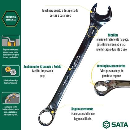 Imagem de Jogo Chave Combinada Angulada 15Pçs 6 a 32mm SATA ST08042G