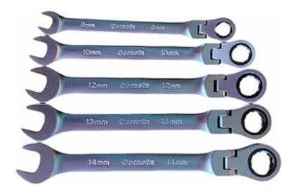 Imagem de Jogo Chave Combinada Articulada C/ Catraca 5Pçs Corneta