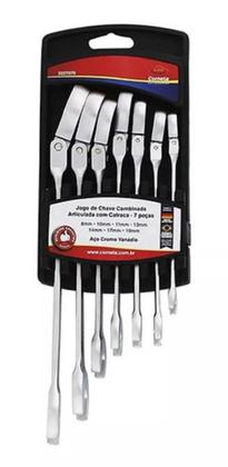 Imagem de Jogo Chave Combinada Articulada Com Catraca 7 pç Corneta