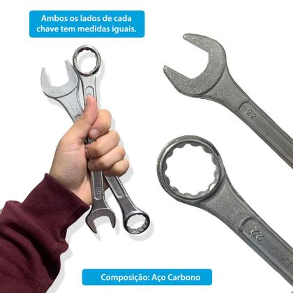 Imagem de Jogo Chave Combinada Boca e Estrela 12 Peças de 6 a 22mm EDA Resistente Completo Top Ferramenta