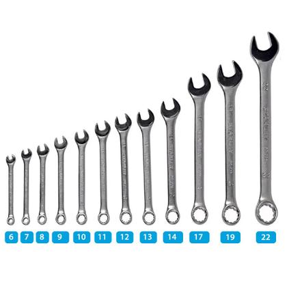 Imagem de Jogo Chave Combinada Boca e Estrela 12 Peças de 6 a 22mm EDA Resistente Completo Top Ferramenta