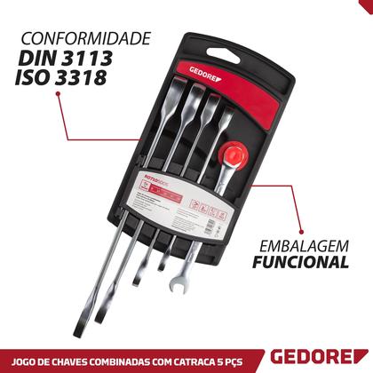 Imagem de Jogo Chave Combinada C/ Catraca 8-19mm 5 Peças Em Aço Cromo Vanádio Gedore Red