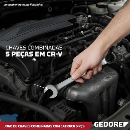 Imagem de Jogo Chave Combinada C/ Catraca 8-19mm 5 Peças Em Aço Cromo Vanádio Gedore Red