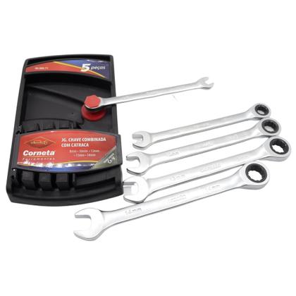 Imagem de Jogo Chave Combinada Catraca 8-14mm Corneta 5pçs - CORNETA ETILUX