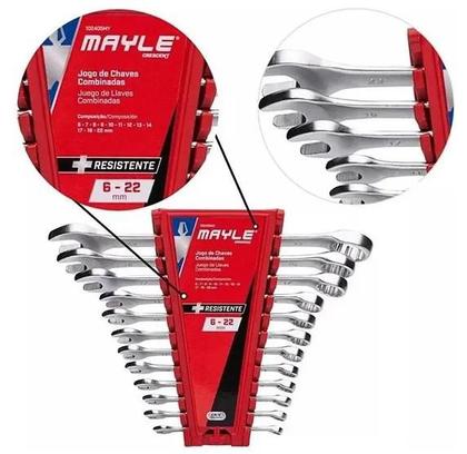 Imagem de Jogo Chave Combinada Mayle 6 A 22mm 12 Peças Rack