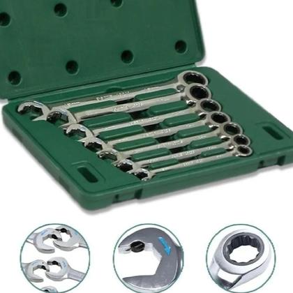Imagem de Jogo Chave Combinada Speedy Catraca 8 a 18mm St09024sj Sata