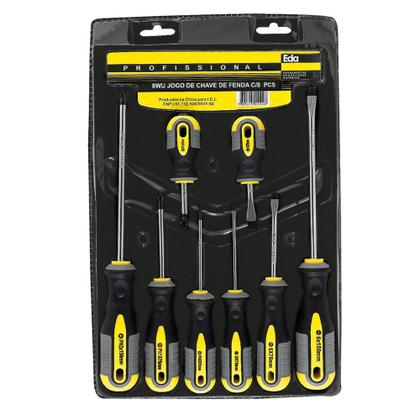 Imagem de Jogo Chave de Fenda e Phillips 8 Peças Imantada Profissional