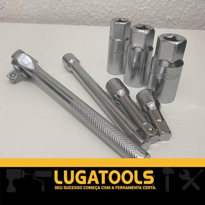 Imagem de Jogo Chave de Vela com 7 Peças Para Carros Veículos Oficina Resistência Qualidade Lugatools