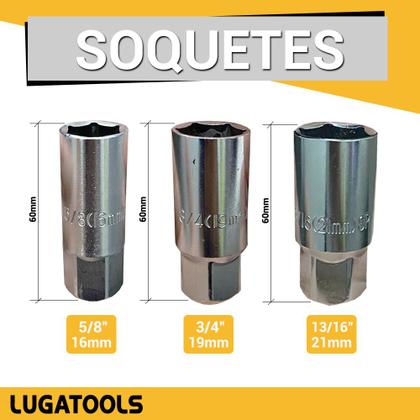 Imagem de Jogo Chave de Vela com 7 Peças Para Carros Veículos Oficina Resistência Qualidade Lugatools