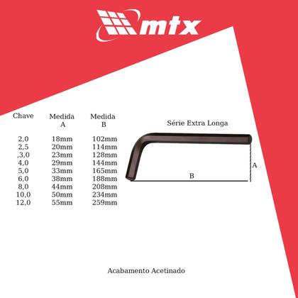 Imagem de Jogo Chave Hexagonal 2.0 12mm Extra Longa - Mtx