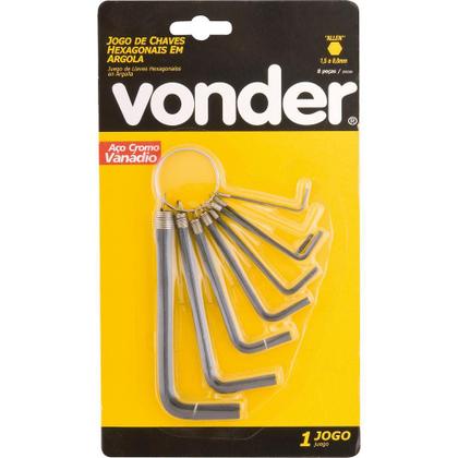 Imagem de Jogo Chave Hexagonal Allen 1,5-8,0mm Tipo L Curta Argola Cro