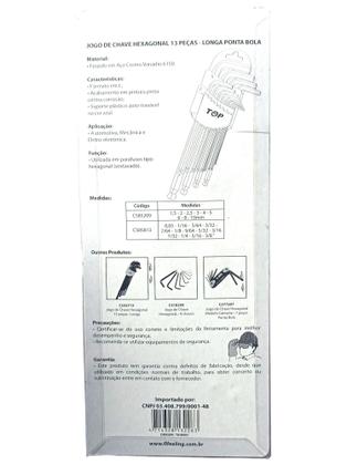 Imagem de Jogo Chave Hexagonal Allen Longa 13 Pc EM Polegada  ponta Bola - FL Feeling