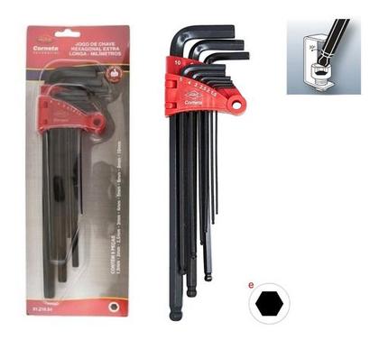 Imagem de Jogo Chave L Allen Abaulada Extra Longa 1,5 A 10mm Corneta
