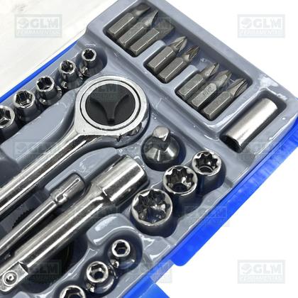 Imagem de Jogo Chave Soquete Catraca C/ Enc. 1/4'' E 3/8'' C/ 40 Peças
