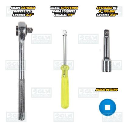 Imagem de Jogo Chave Soquete Catraca C/ Enc. 1/4'' E 3/8'' C/ 40 Peças
