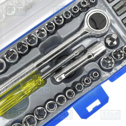 Imagem de Jogo Chave Soquete Catraca C/ Enc. 1/4'' E 3/8'' C/ 40 Peças