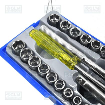 Imagem de Jogo Chave Soquete Catraca C/ Enc. 1/4'' E 3/8'' C/ 40 Peças