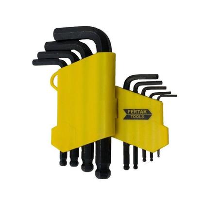 Imagem de Jogo Chaves Allen Hexagonais/Ponta Bola Curta 9 Peças Fertak Tools