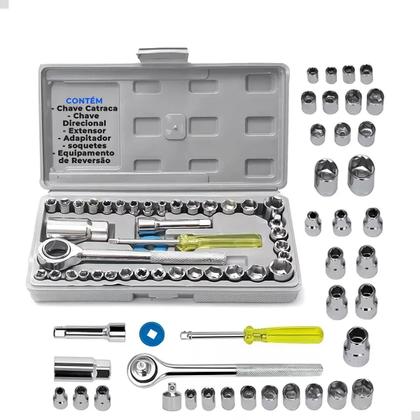 Imagem de Jogo Chaves Catraca Reversível Soquetes 40 Peças Com Maleta
