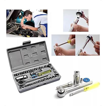 Imagem de Jogo Chaves Catraca Reversível Soquetes 40 Peças Com Maleta