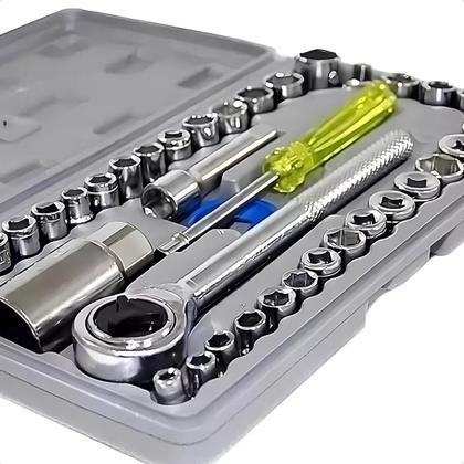 Imagem de Jogo Chaves Catraca Reversível Soquetes 40 Peças Com Maleta