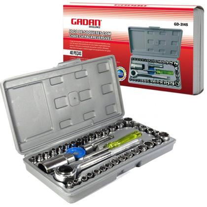 Imagem de Jogo Chaves Catraca Reversível Soquetes 40 Peças Com Maleta